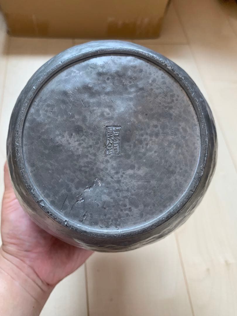 古錫製　錫斑茶壷　煎茶道具　高さ21cm