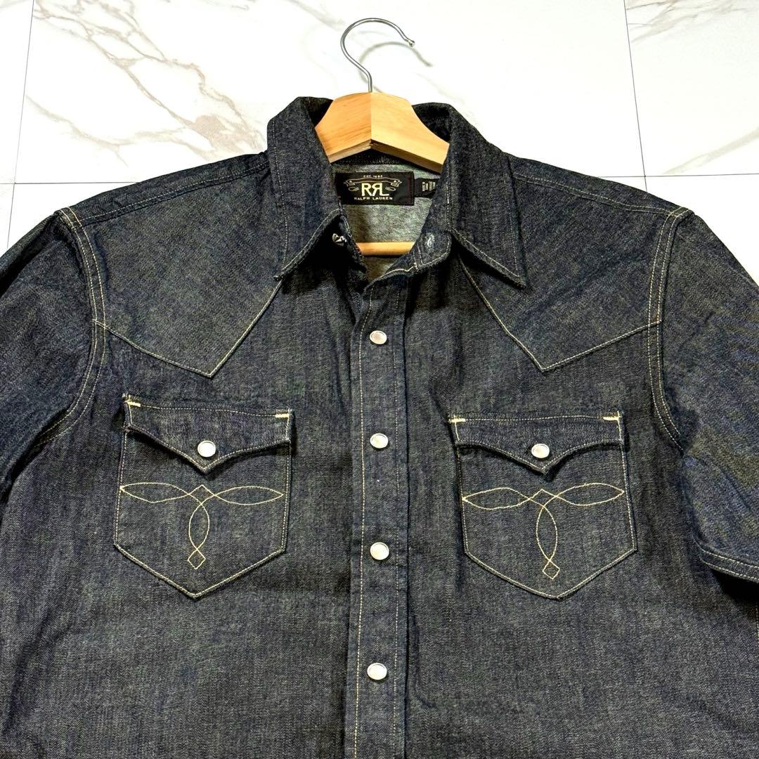 【極美品/M】RRL ダブルアールエル デニムシャツ ジャケット グレー系