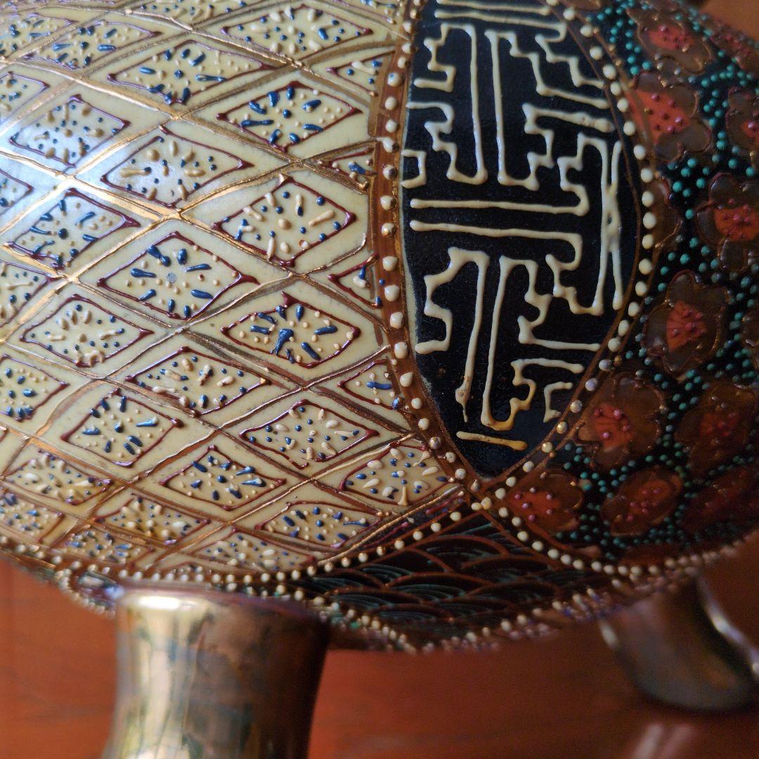 九谷焼 大香炉 三足 青粒 骨董 工芸品 古美術 アンティーク