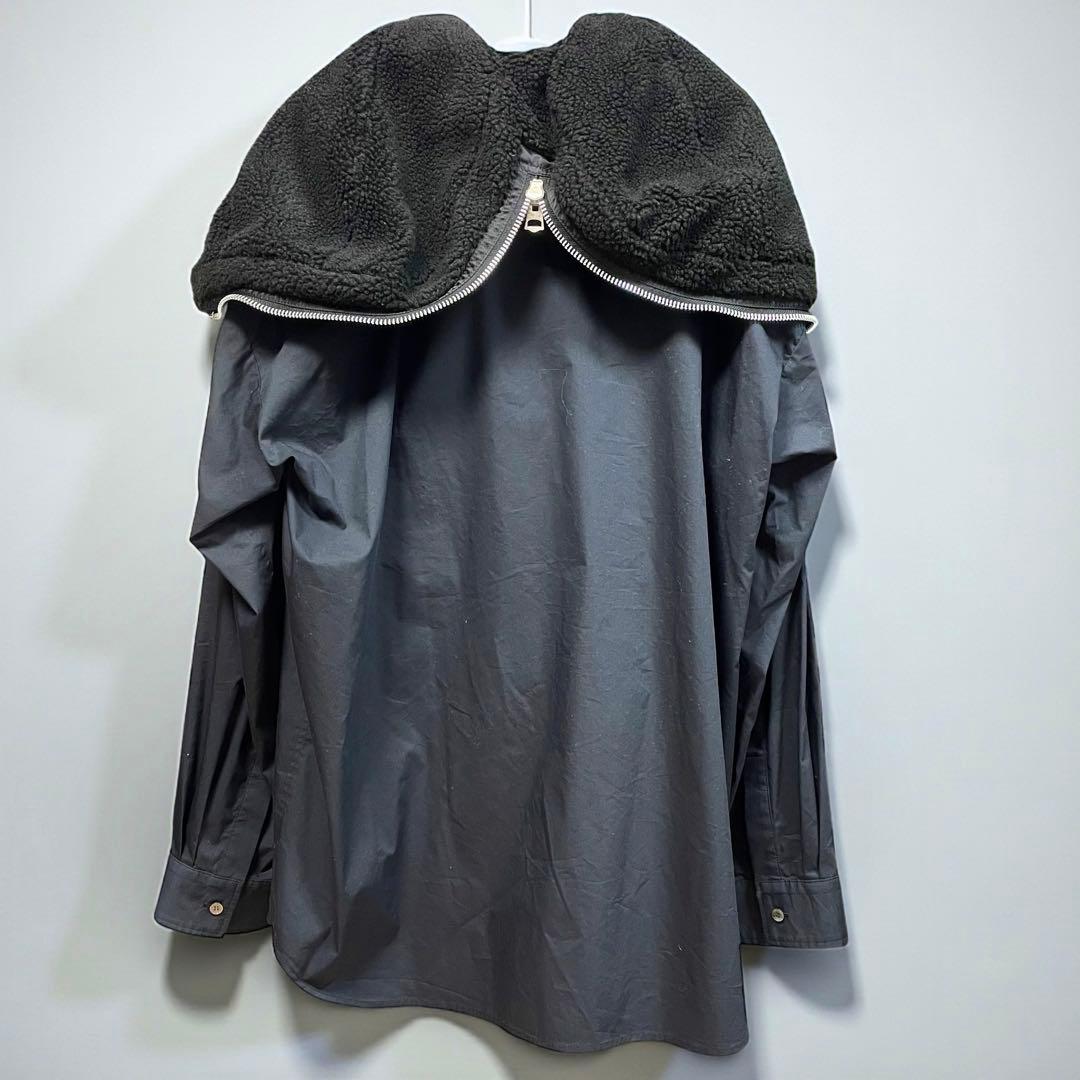 極美品 ソフトハイフン N2-B COLLARED SHIRT ブラック メンズ
