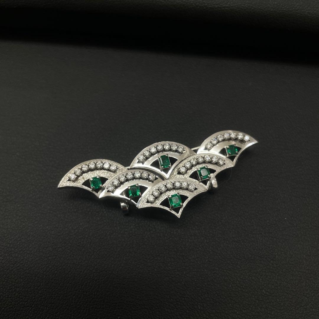 Pm900 エメラルドとダイヤモンドのブローチ2WAY