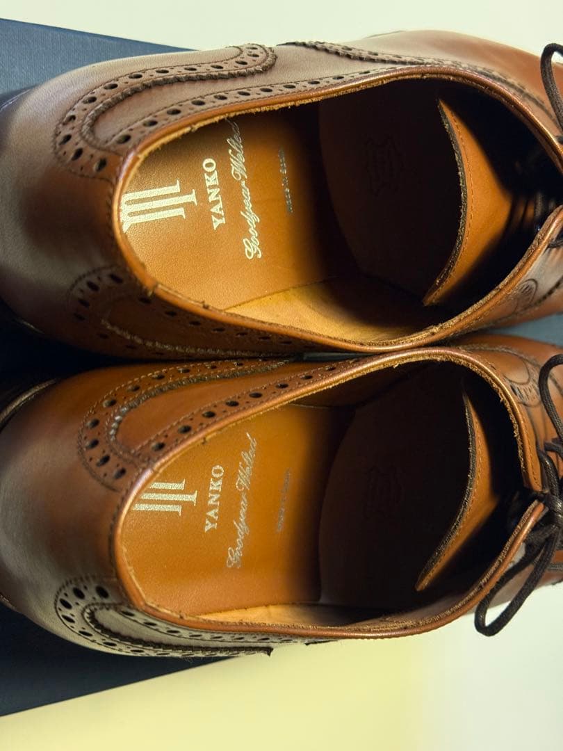 【新品未使用】YANKO ブラウン ウィングチップ シューズ