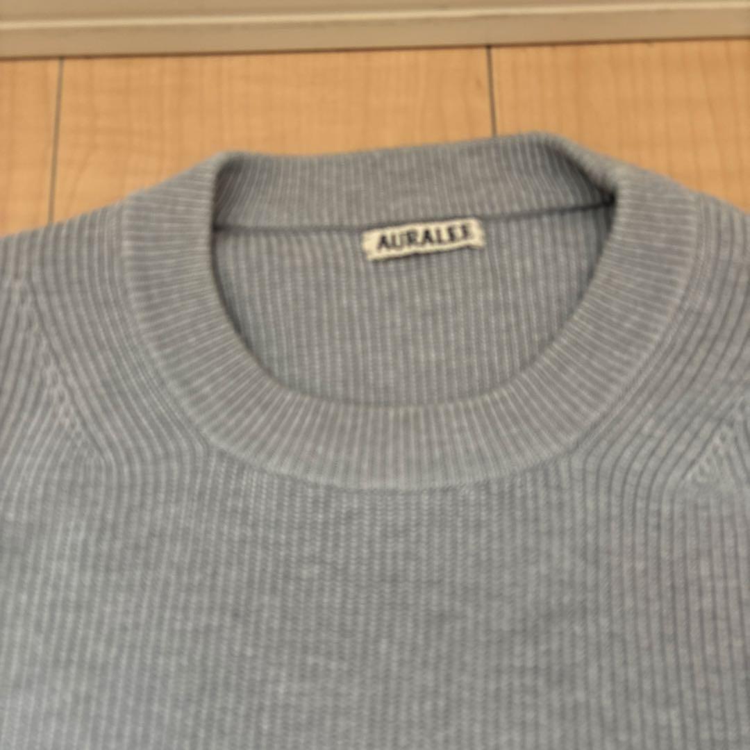 AURALEE グレー リブ編み ニットセーター