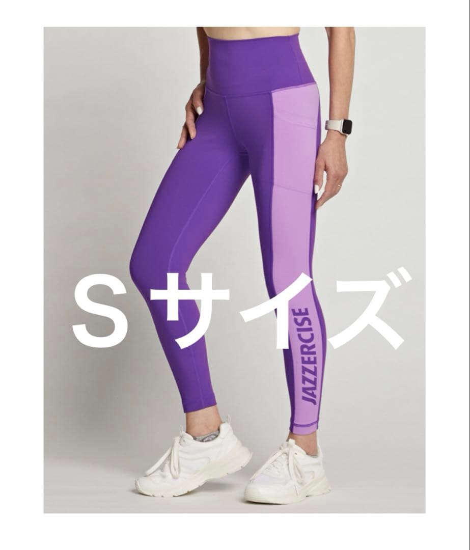 JAZZERCISE パープル カラーブロック レギンスS