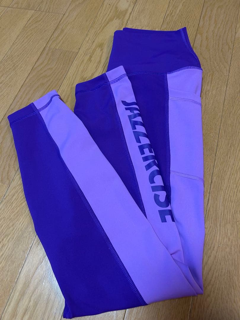 JAZZERCISE パープル カラーブロック レギンスS