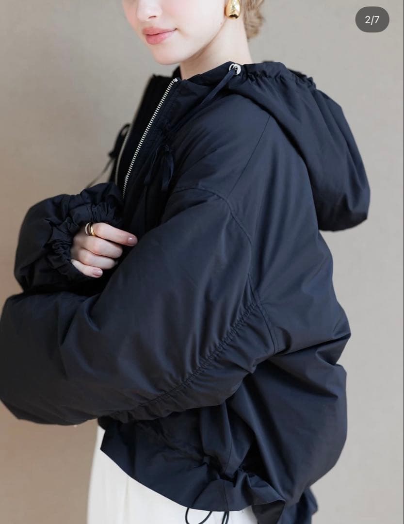 pois ポワ ribbon blouson リボンブルゾン　ブラック