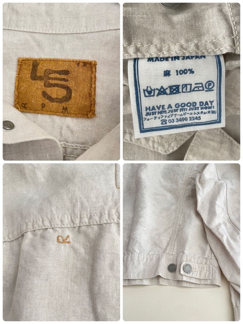 美品✨45R リネンの908空比古比女ジャン R刺繍　3rdタイプ　リネン100