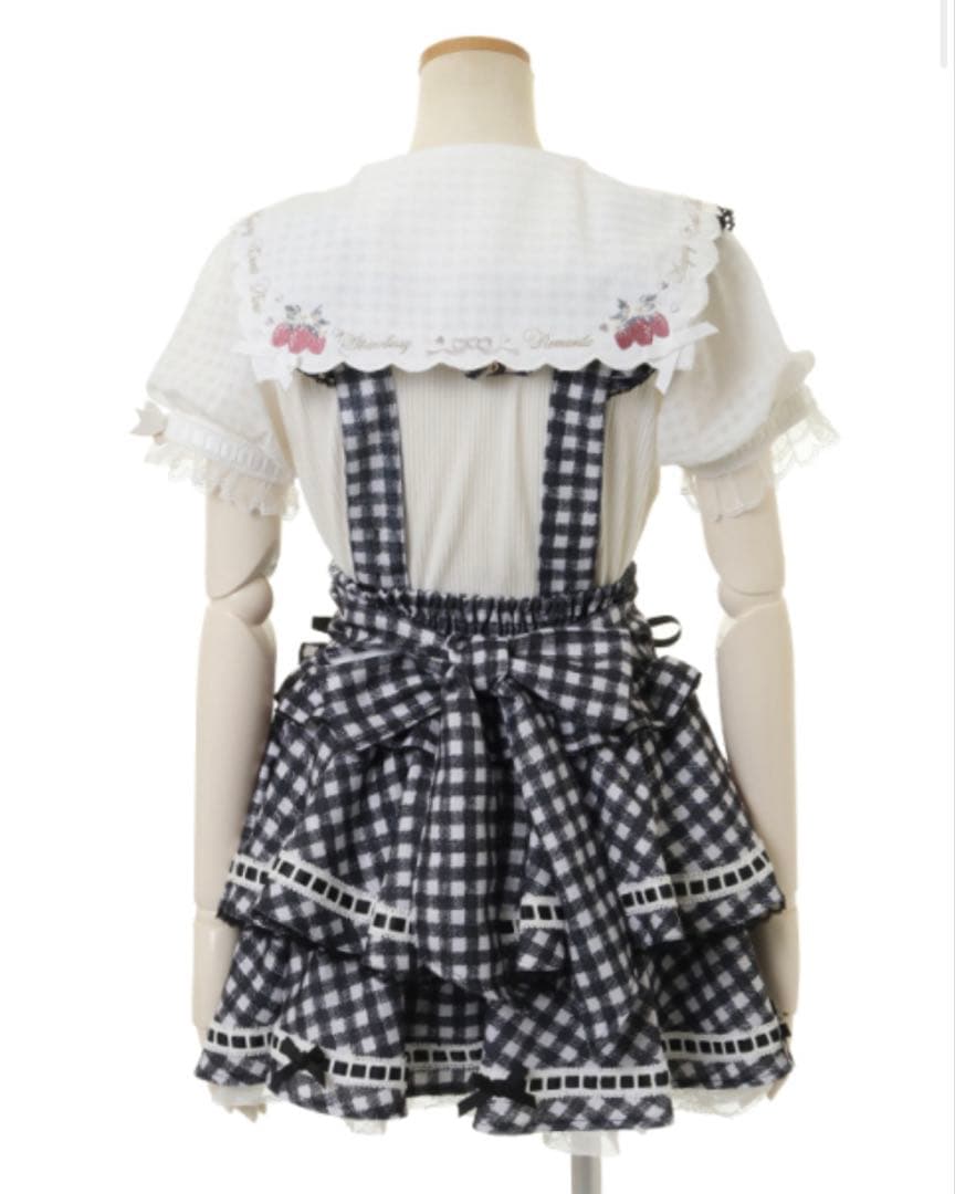 LIZLISA はしごリボンギンガムチェックティアードスカパン ブラック