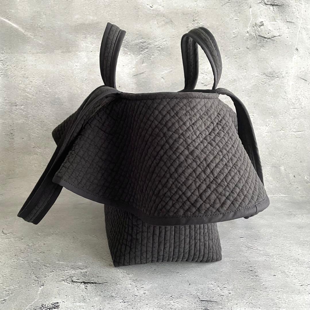 フリル付きヌビトートバッグ　2way ヌビバッグ　ブラック　ハンドメイド