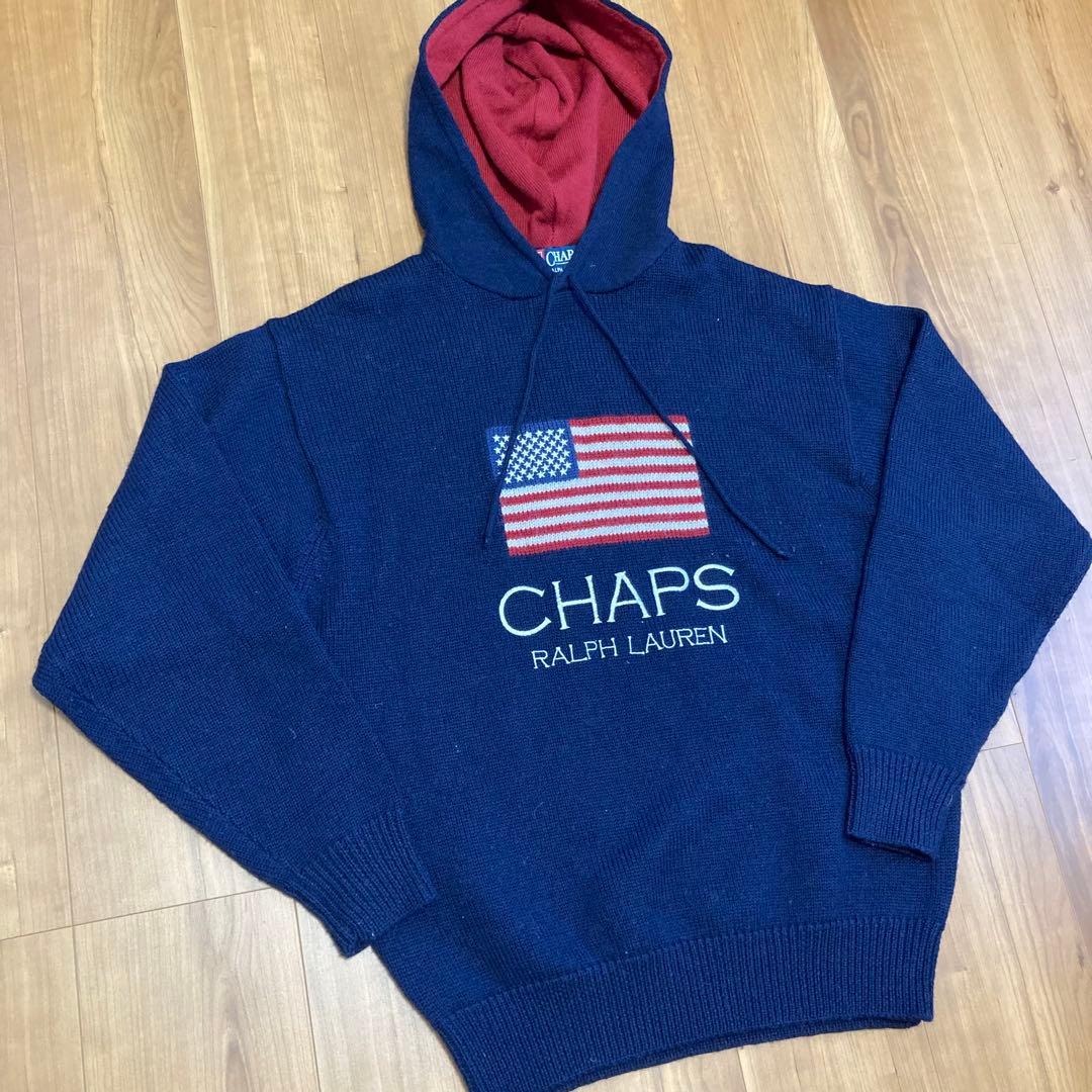 CHAPS RALPH LAUREN ニットセーター 90s ネイビー 星条旗