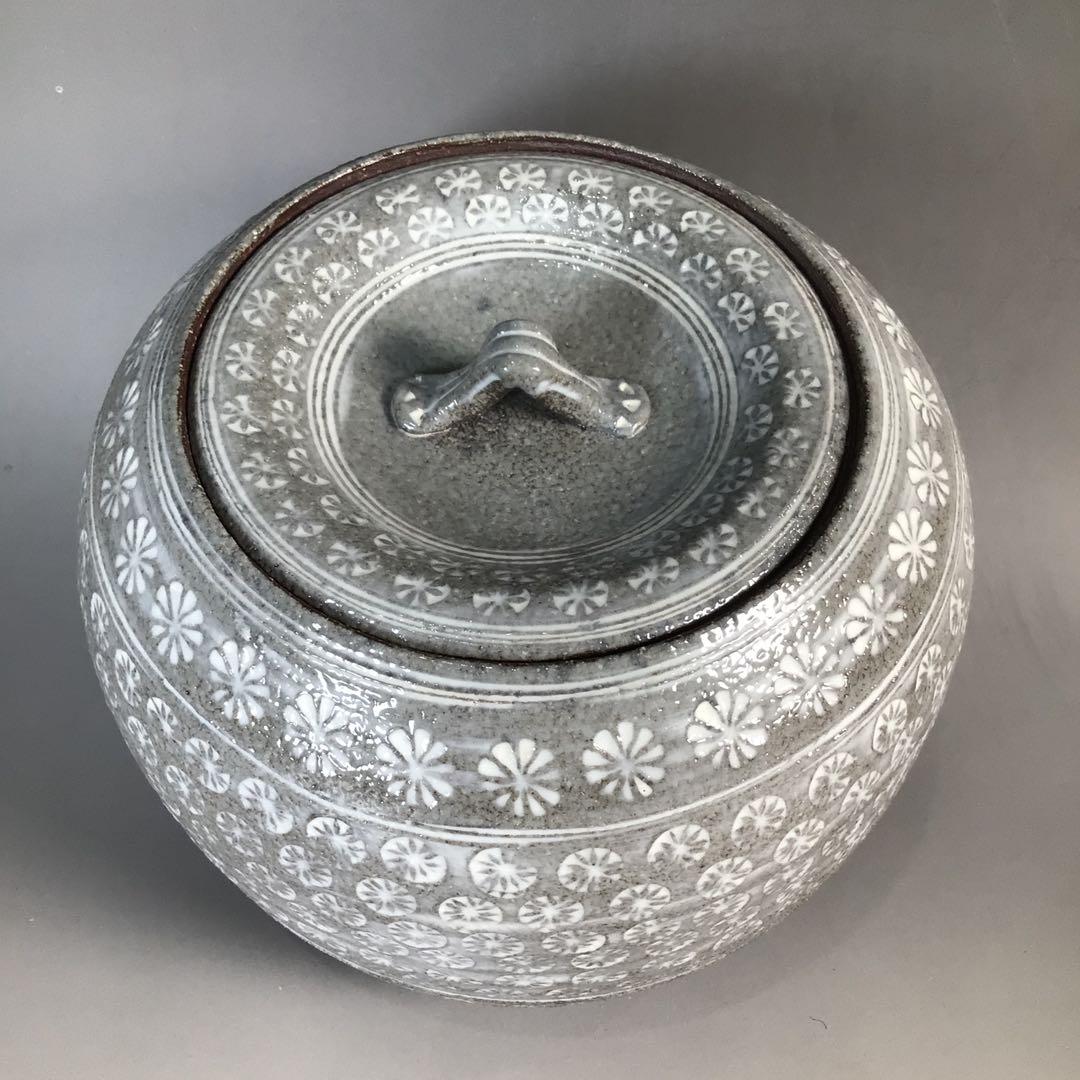 Ｎ９６６　水指　『光山造』『三島手』『丸形水指』　共箱　茶道具