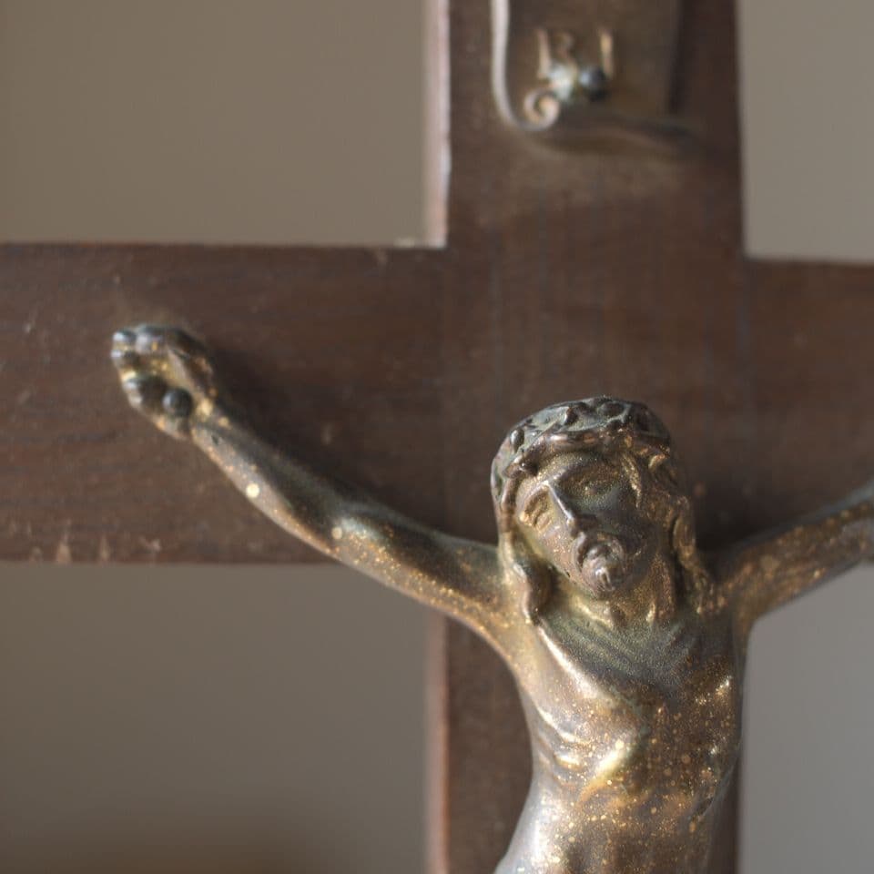 木製金属製十字架 イエス・キリスト像