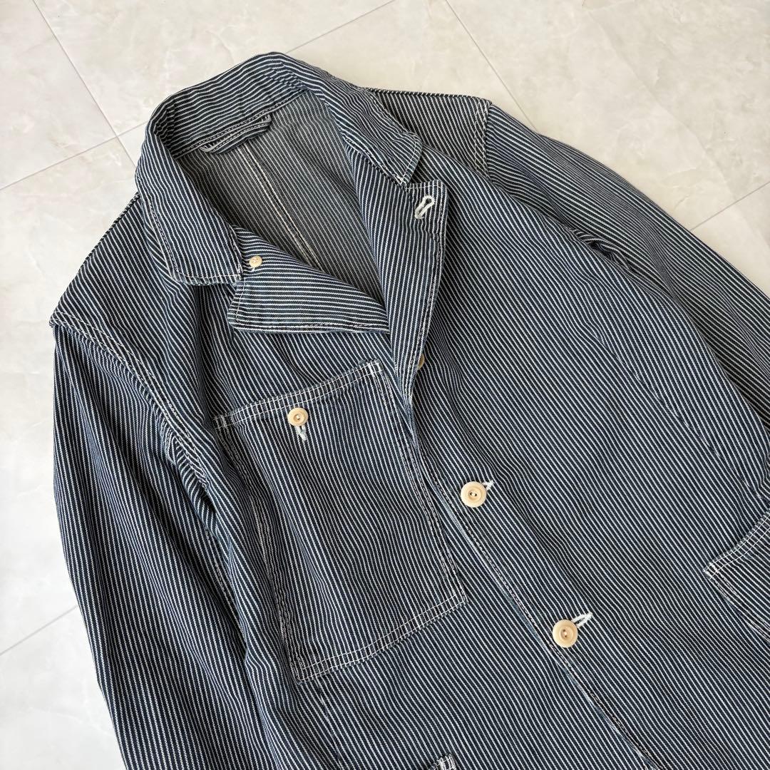 希少✨45rpm ヒッコリーストライプ ワークカバーオールジャケット 3