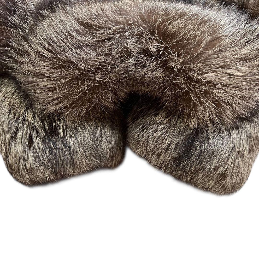 着丈100cm 肉厚ボリューム◎ シルバーフォックス リアルファー 毛並み◎