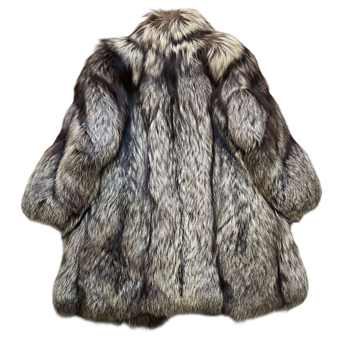 着丈100cm 肉厚ボリューム◎ シルバーフォックス リアルファー 毛並み◎