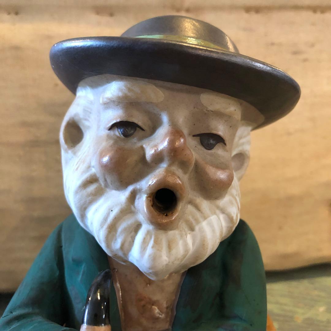 【煙出し人形】パイプおじさん 京都松栄堂 お香立て 香炉 陶器