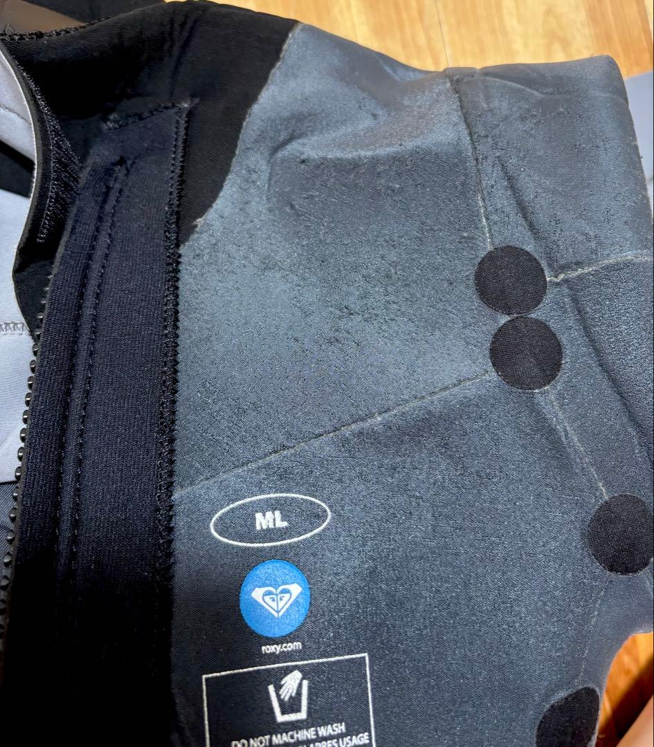 ロキシー 長袖ショートウェットスーツ グレー/ブラック　ロングスプリング　ML