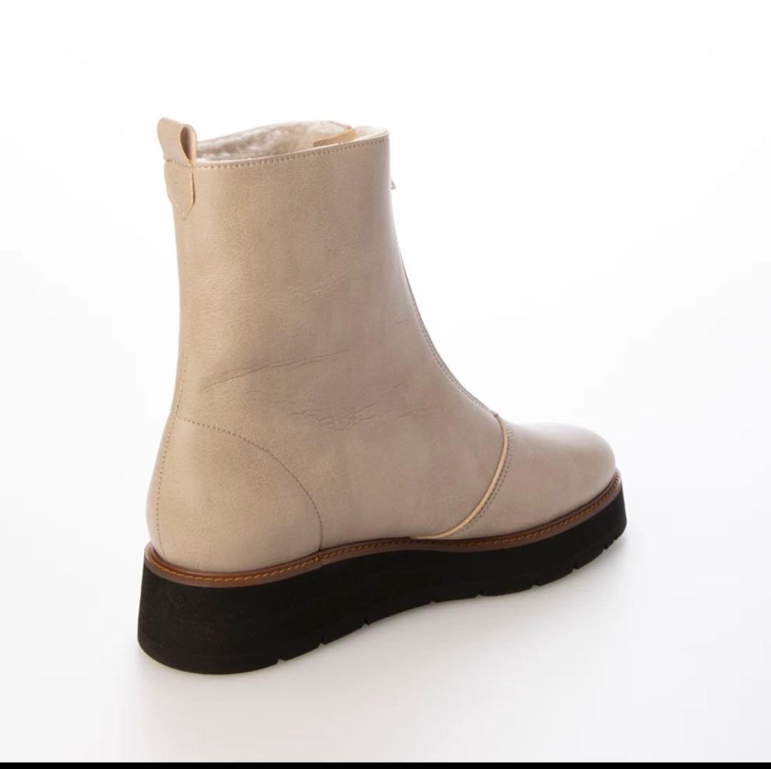 モードエジャコモ　レザー フロントジップ　ボア　ショートブーツ　S