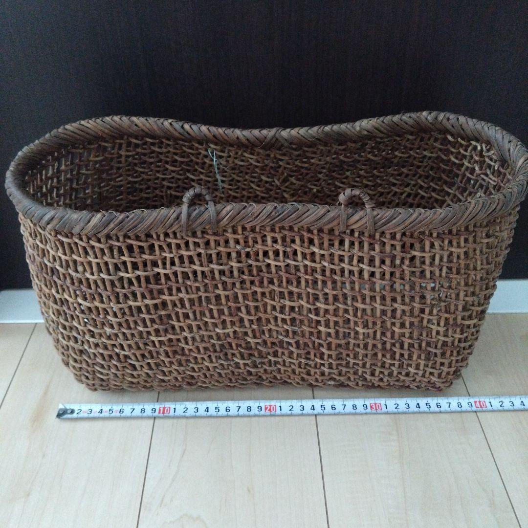古民具 古道具 山のつる 手編み 飴色 あけびかご 籠