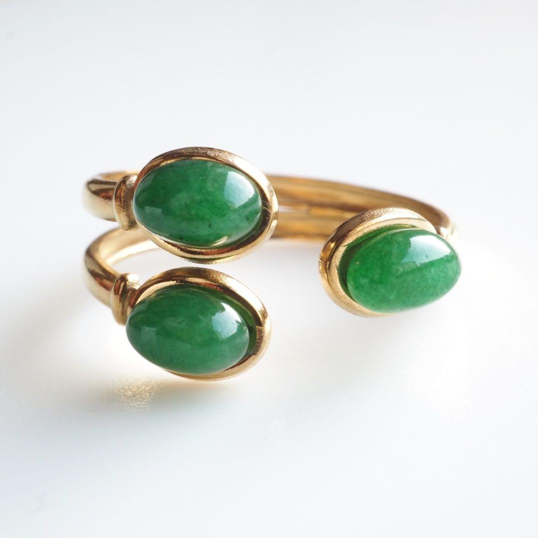 【ひなママ】インド翡翠のフリーサイズリング