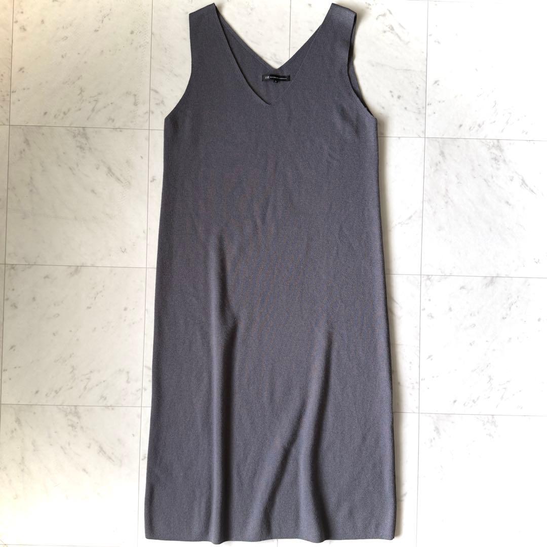 美品 23区 【洗える】レイヤードニットツイン ワンピース グレー 38