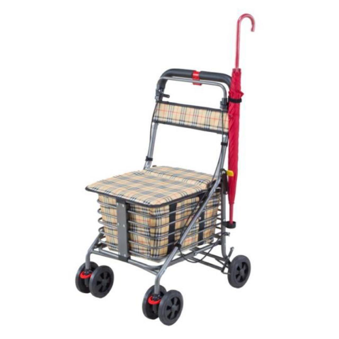 【展示品】 座れる シルバーカー　腰かけ コンパクト 折りたたみ 6輪 シニア