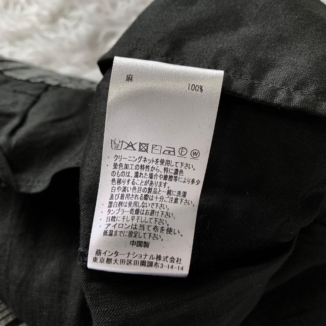 新品 MOYURU 萠 モユル リネン100% ガウチョ サルエルパンツ 黒