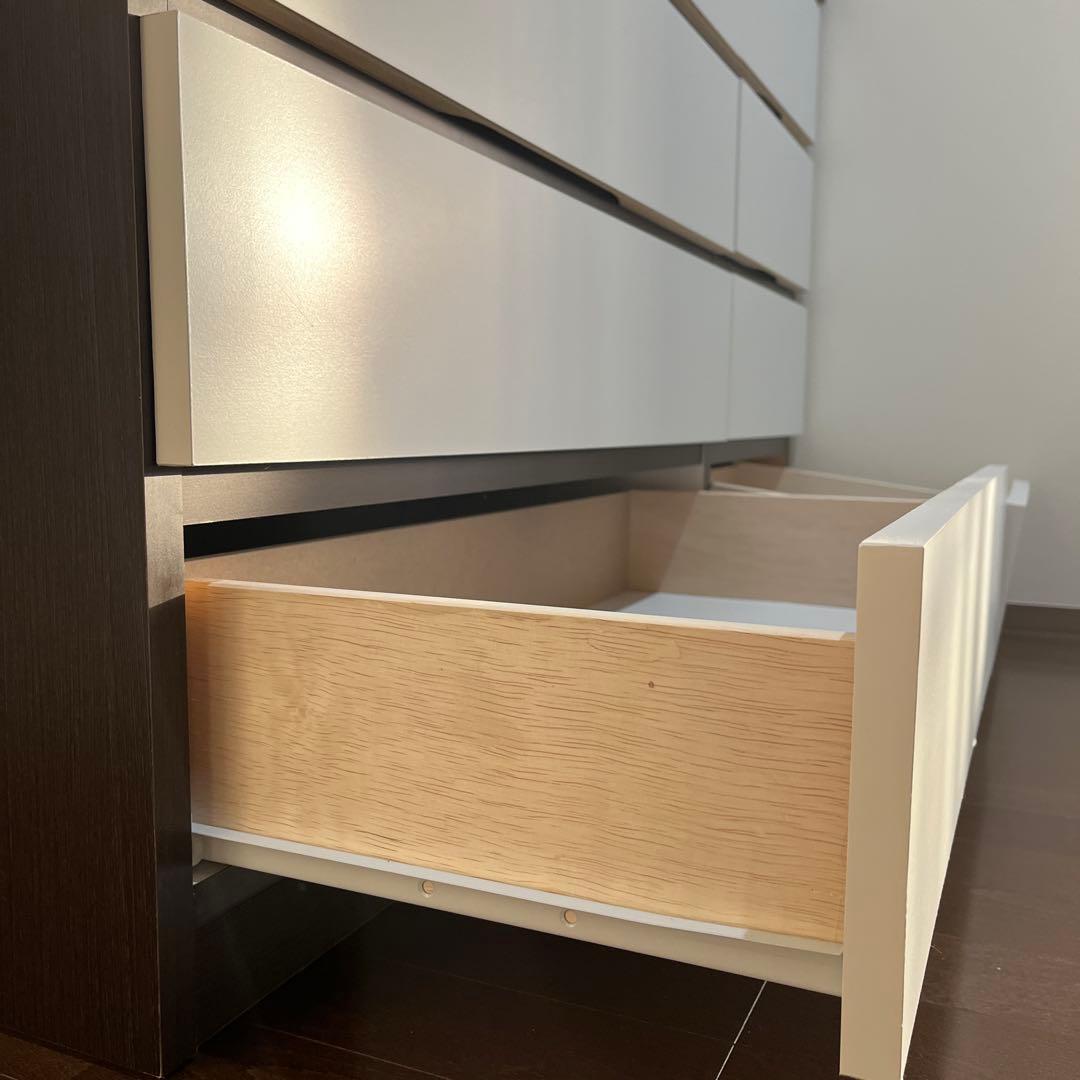 木製4段チェスト（ブラウン、ホワイト）引出しレール付き