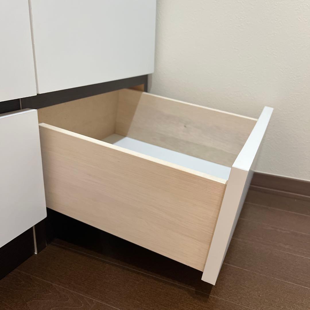 木製4段チェスト（ブラウン、ホワイト）引出しレール付き