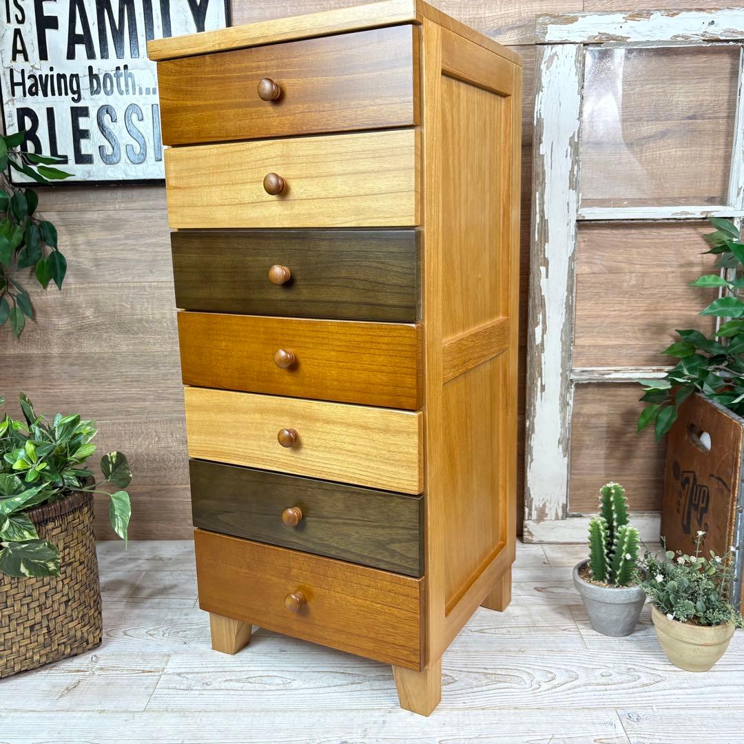 訳あり品【123】ナチュラルウッド桐材無垢木製カラー多引き出し7段チェストタンス