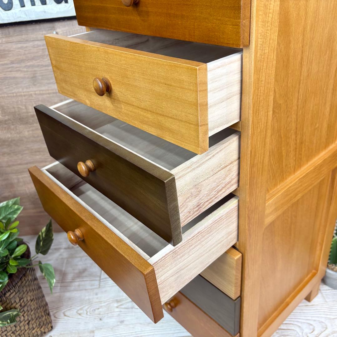 訳あり品【123】ナチュラルウッド桐材無垢木製カラー多引き出し7段チェストタンス