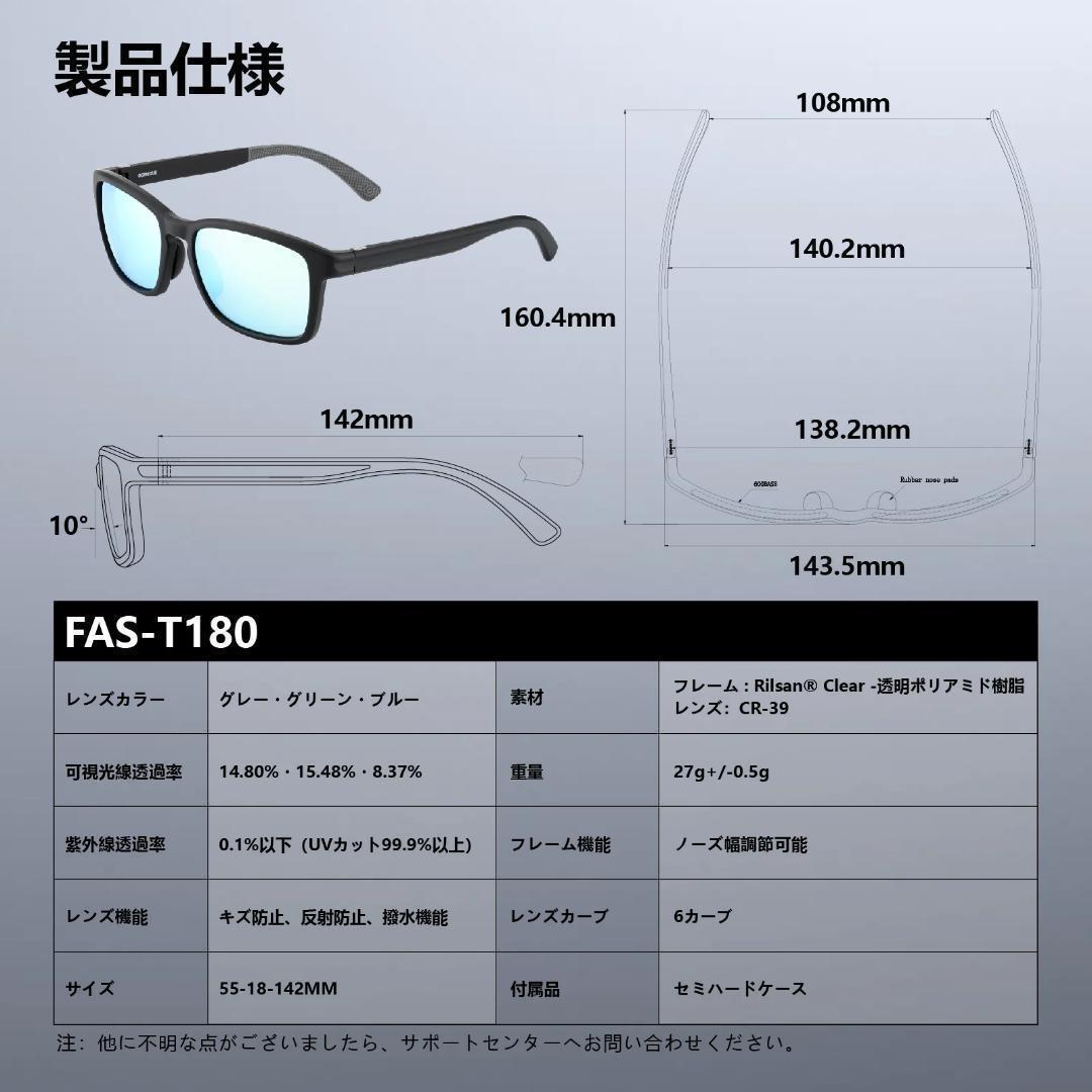 ゴメクサス　偏光サングラス　CR-39光学レンズ　ウェリントン型　グリーン