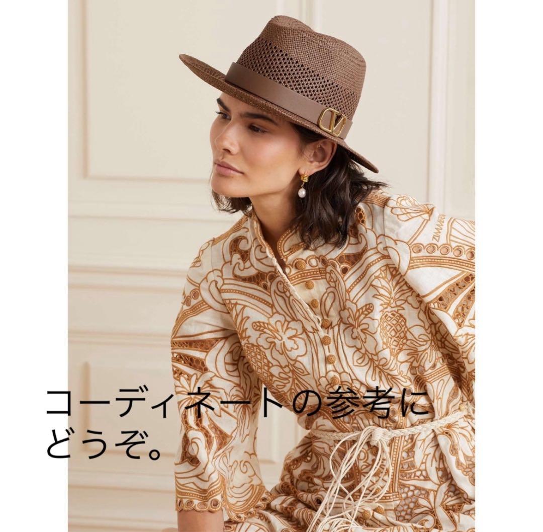 美品　VALENTINO ヴァレンティノ 帽子　ストロー　ハット　ロゴ