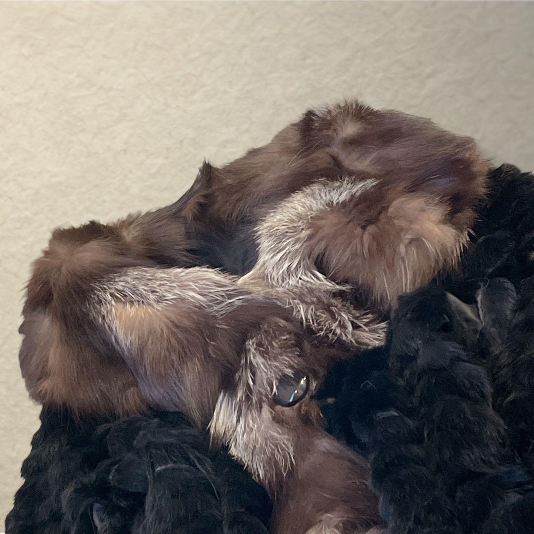 毛皮コート リアルファー　シルバーフォックス×ラビット　ロング丈 切替 M〜L