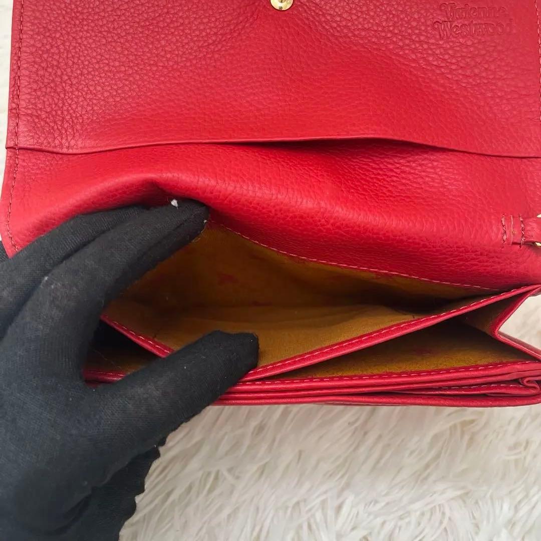 Vivienne Westwood 赤 パンチングレザー 本革 長財布