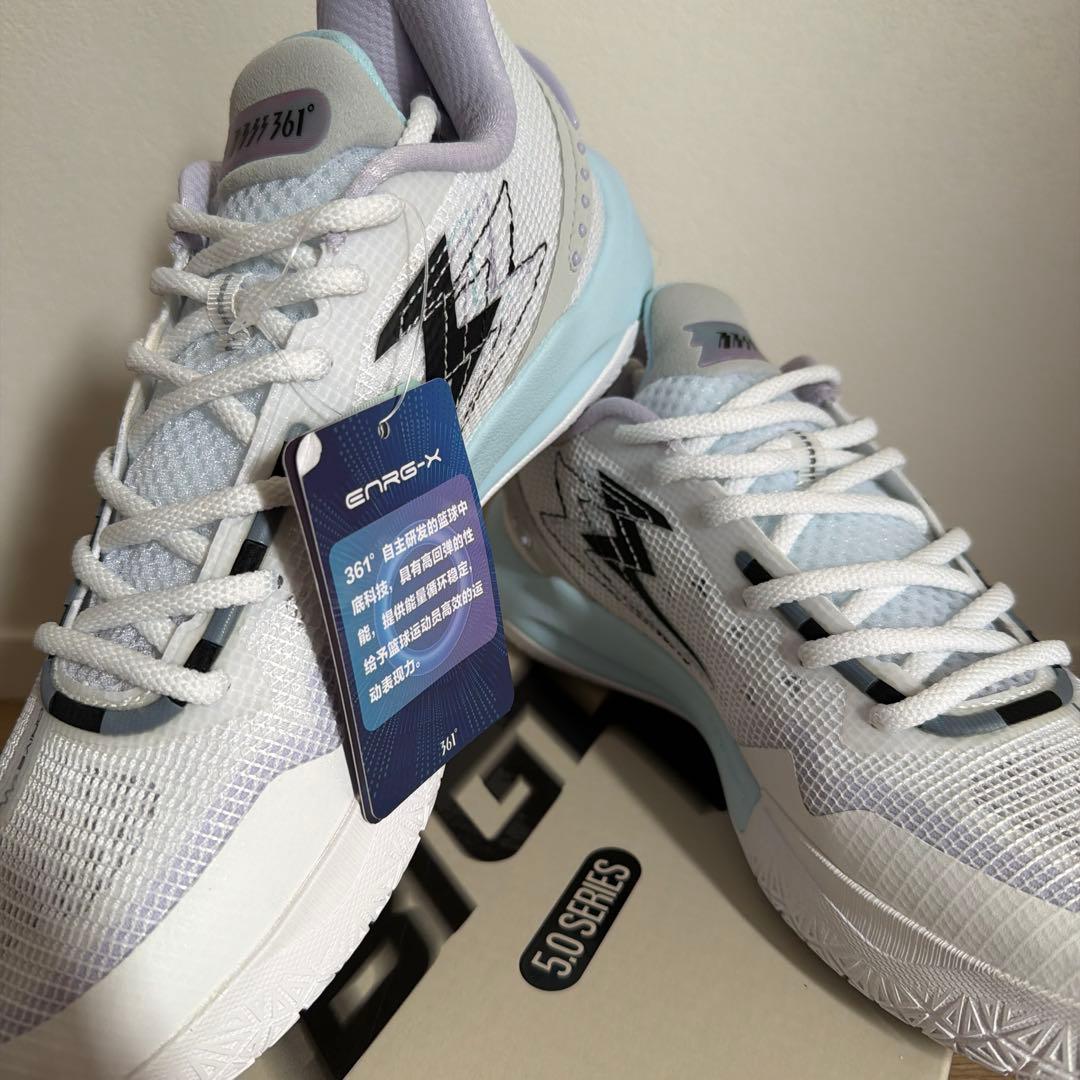 新品✨361°バスケシューズ25cm 白/青 箱付