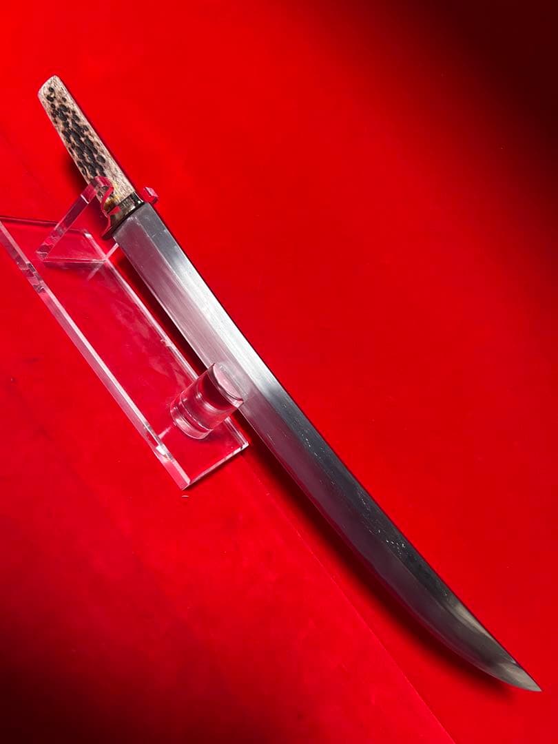 01580 鉈　剣鉈　先丸型　片刃　刃文綺麗　切味抜群　玉鋼　甲伏鍛　未使用品