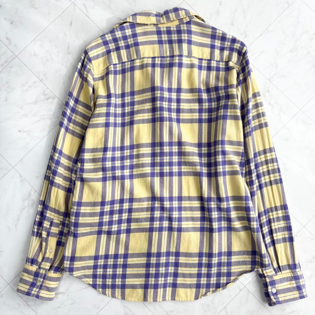 【ラルフローレン】チェックシャツ　ポニーロゴ　コットン　ゆったり　春色　紫　黄色