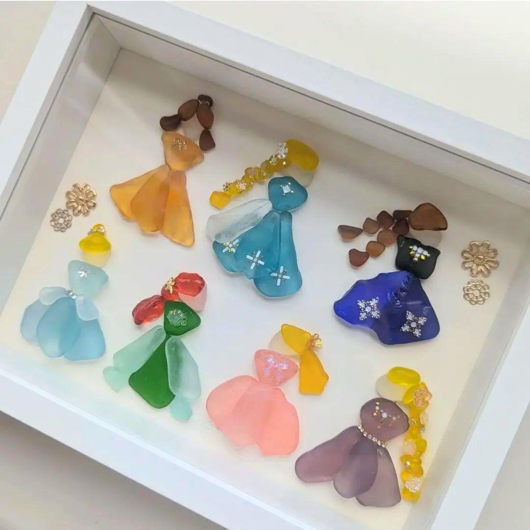 【ドレスアップ】シーグラスアート　シーグラス　いろいろなプリンセス