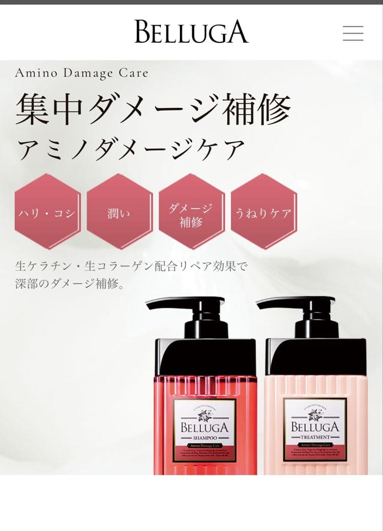 ベルーガ アミノ酸系美容液シャンプー&トリートメントセット ダメージケア