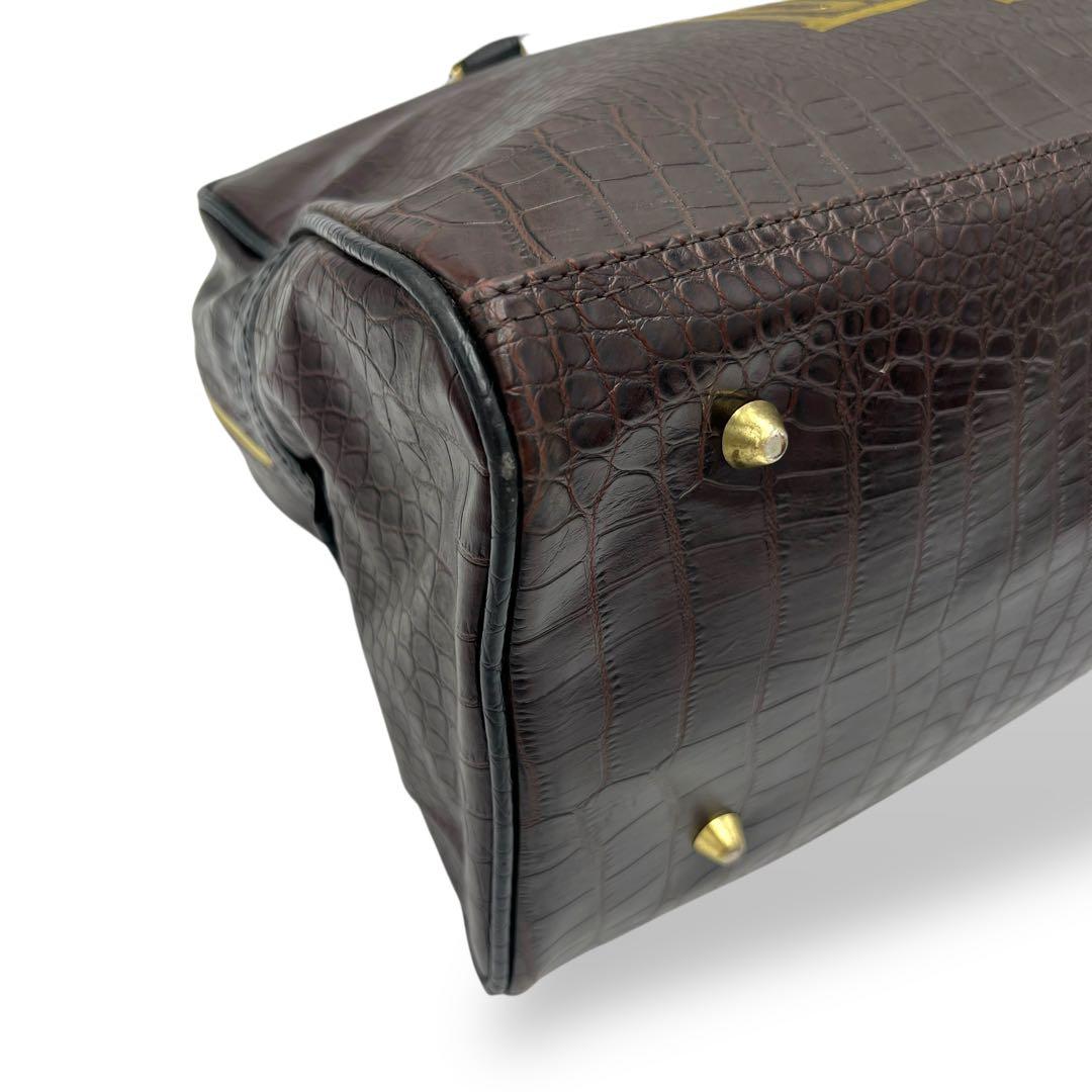 希少 ロンズデール LONSDALE ボストンバッグ ブラウン クロコ型押し