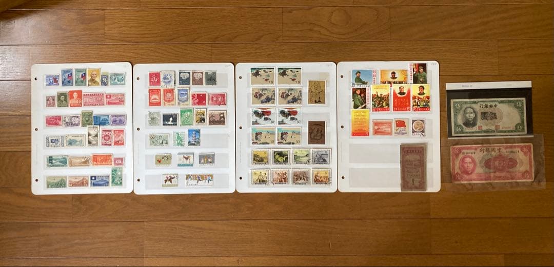 中国＊使用済切手と古い紙幣のコレクション＊