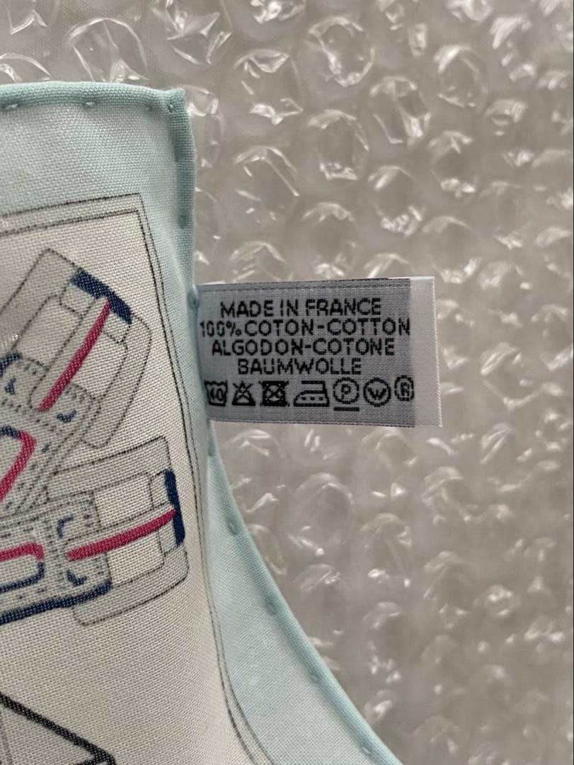 エルメス　ハンカチーフ　サングル・アン・フィネス　水色　カザック　綿コットン新品