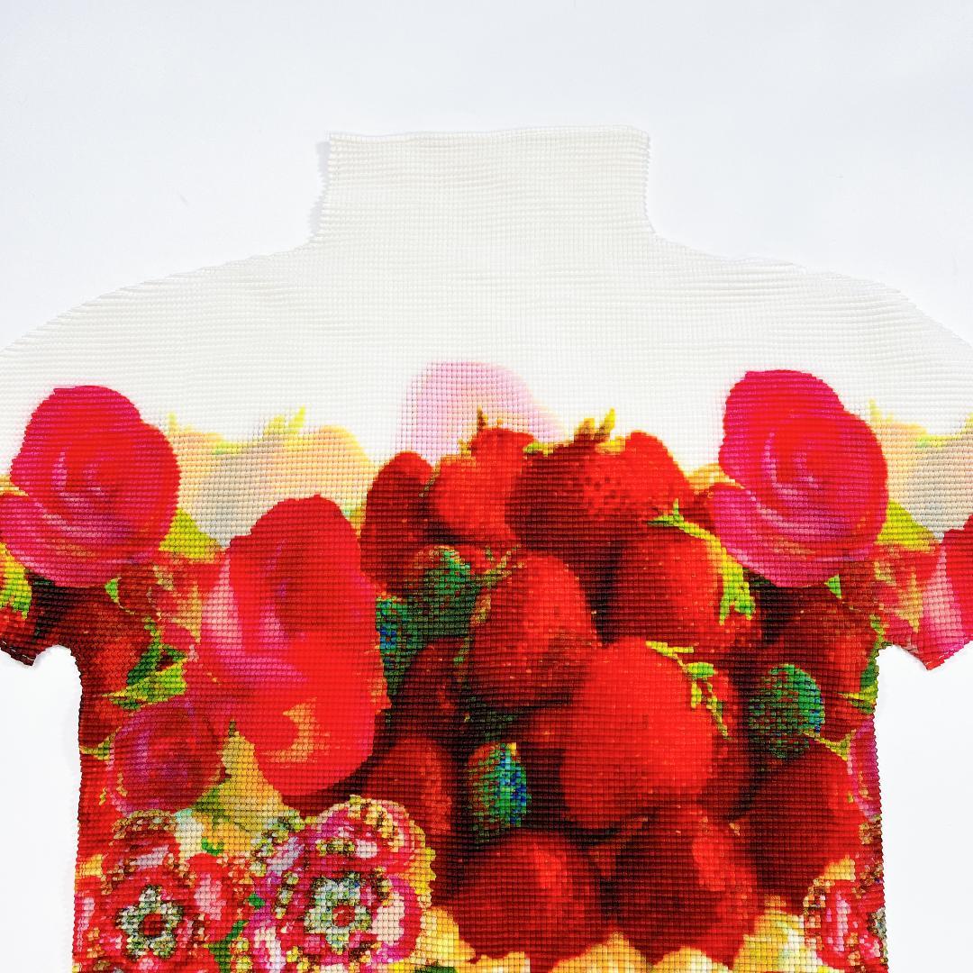 美品 me ISSEY MIYAKE いちご柄 半袖 カットソー ブラウス F