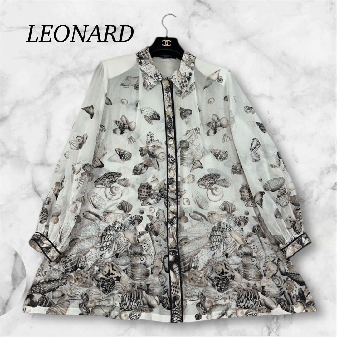 K672 L レオナール シアー シャツ ブラック ホワイト ピンク レディース