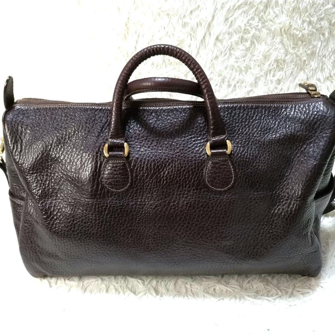 キタムラ　レザーボストンバッグ　南京錠　大容量　旅行　シボ革　ショルダーバッグ