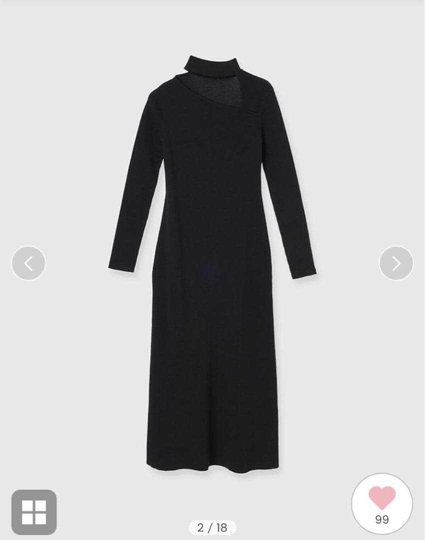 アニュアンス　デザインネックナローニットワンピース