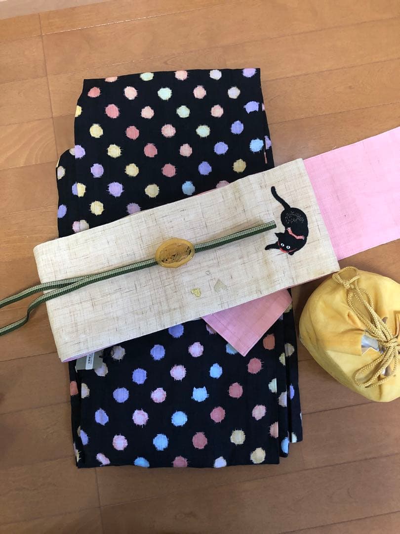 ツモリチサト　浴衣　猫　水玉　帯　帯締　帯留飾り　帯紐　着付け小物　まとめ売り