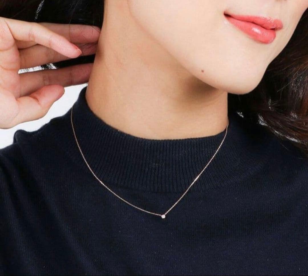 ete k10YG レイヤーダイヤモンドネックレス