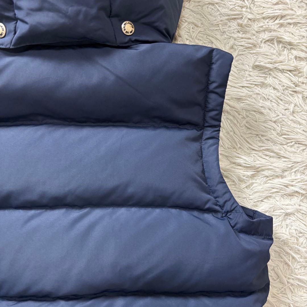 極美品 ポロラルフローレン ダウンベスト フード 2way ネイビー